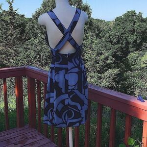 Laure’l Escada Dress 8 black blue crisscross back